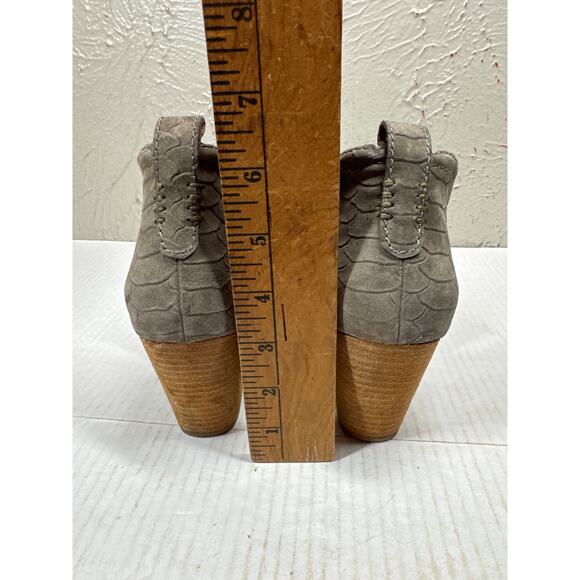 Jeffrey Campbell Rosee Round Toe Leather Ankle Boots in Green Croc Size 8 - Picture 5 of 7